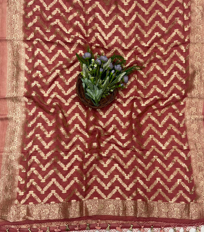 233C Banarasi Georgette Rust Red Suit Fabric / CKC Banarasi Edit
