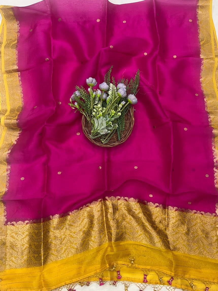 Pure Silk Yellow Suit Fabric/ CKC Banarasi Edit