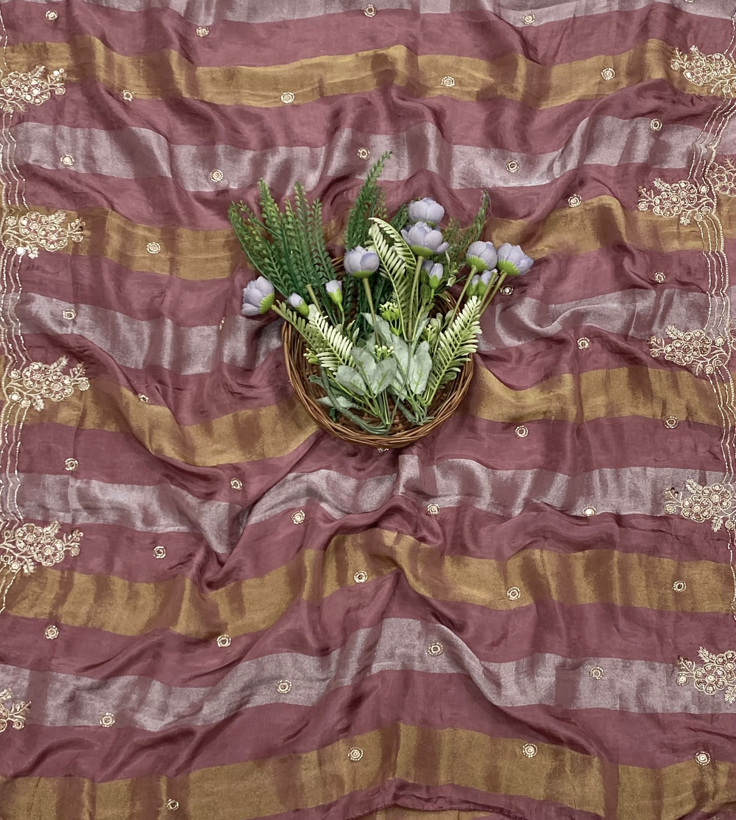 320C Shimmer Skin With Onion Pink Suit Fabric / CKC Banarasi Edit