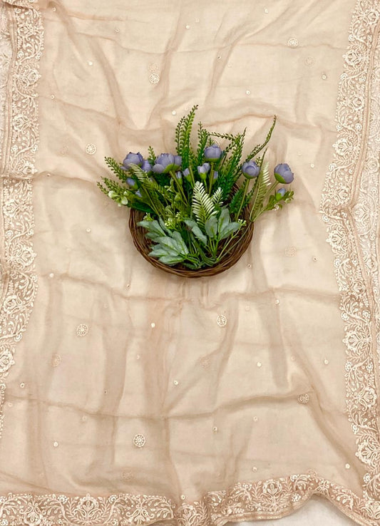 441C Lakhnavi Georgette Light Peach  Suit Fabric/ CKC Lakhnavi Suits