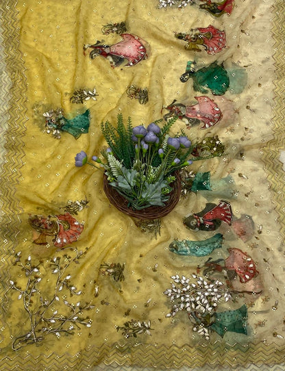 432C Banarasi Silk Lemon  Suit Fabric / CKC Banarasi Edit