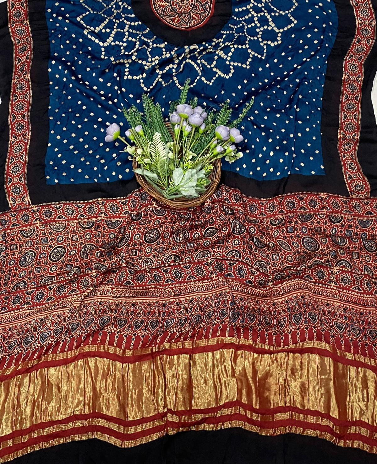 527C Pure Modal Red With Navy Blue Suit Fabric / CKC Jaipuri Suits
