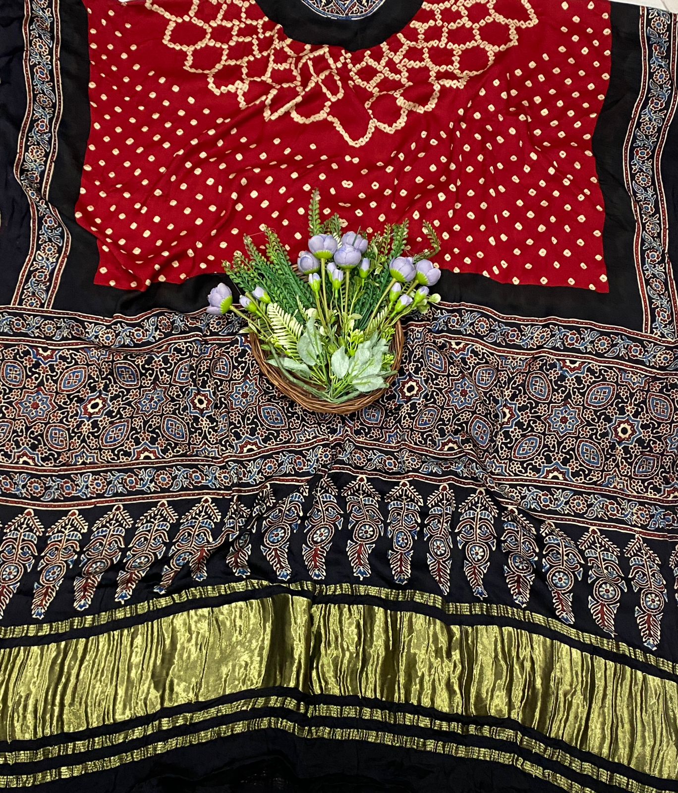 526C Pure Modal Black With Red Suit Fabric / CKC Jaipuri Suits