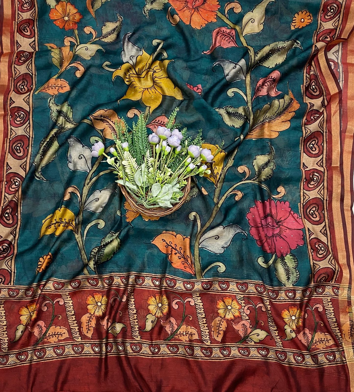 490C Maheshwari Peacock Blue Suit Fabric / CKC Maheshwari Suits