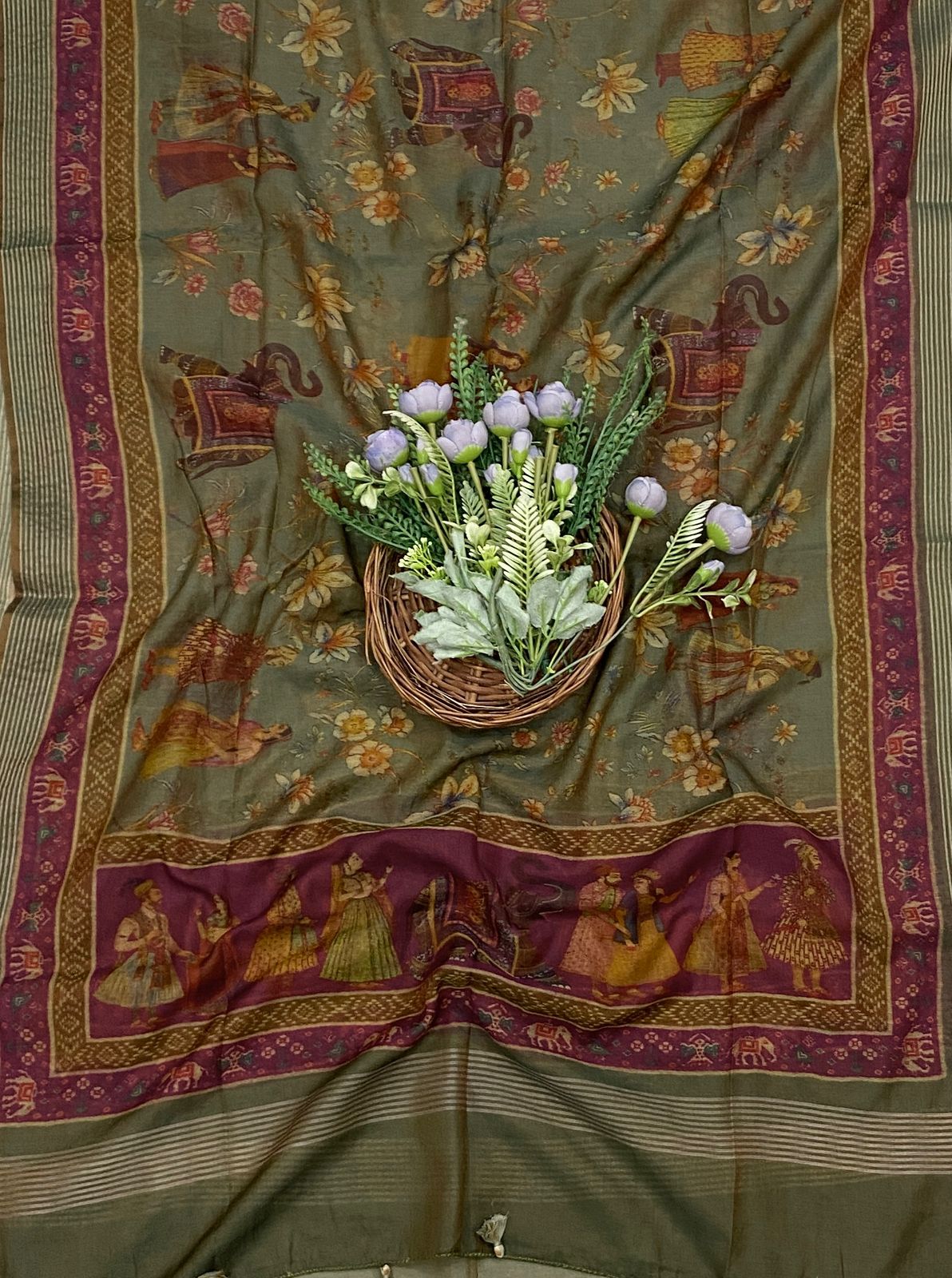 556C Mushrise Cotton Mehndi Green Suit Fabric / CKC Cotton Bazaar