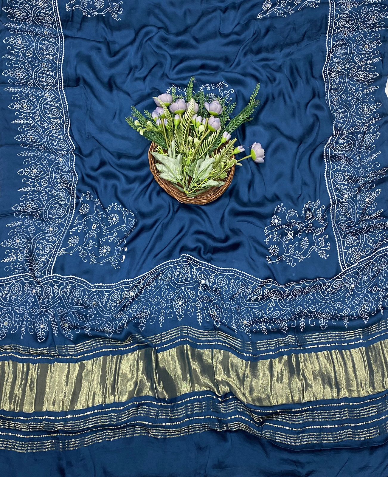 646C Jaipuri Modal Silk Navy Blue Suit Fabric / CKC Jaipuri Suits