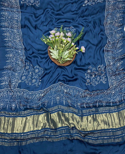 646C Jaipuri Modal Silk Navy Blue Suit Fabric / CKC Jaipuri Suits