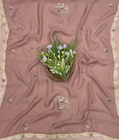 667C Organza Nude Pink suits Fabric/ CKC Partywear Collection