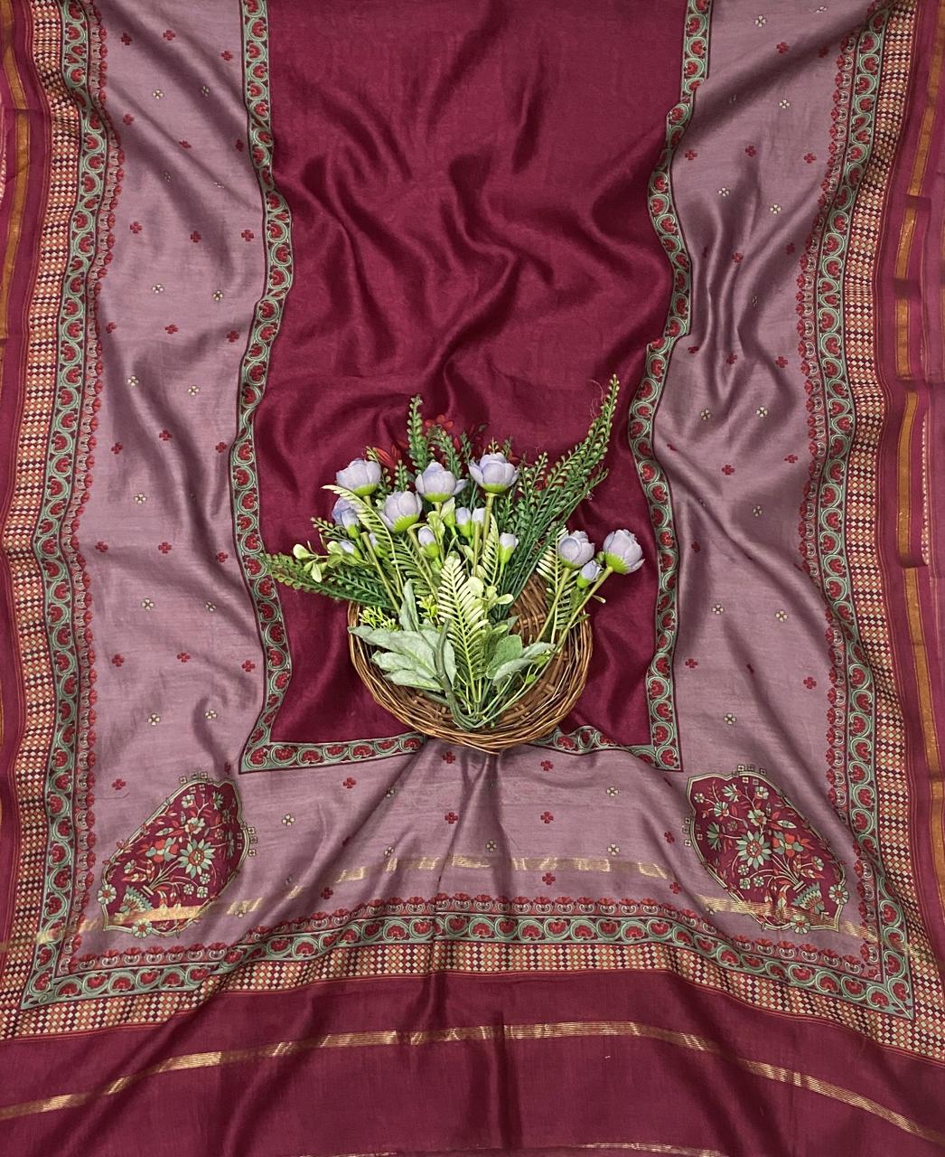 677C Pure Maheshwari Onion Pink Suit Fabric / CKC Maheshwari Suits