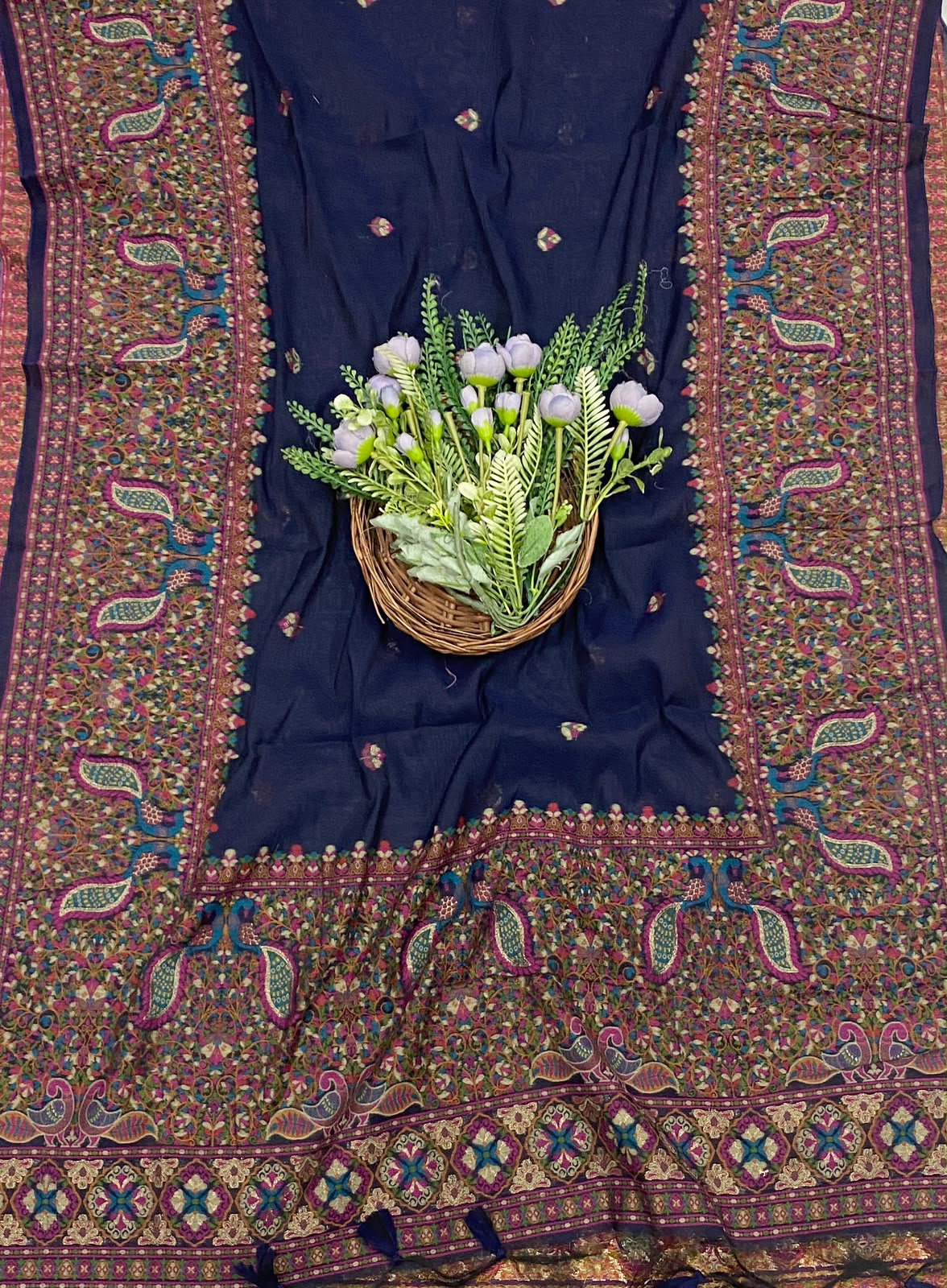 695C Jamdani Navy Blue Suit Fabric / CKC Jamdani Suits