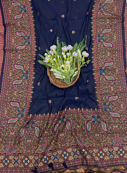 695C Jamdani Navy Blue Suit Fabric / CKC Jamdani Suits