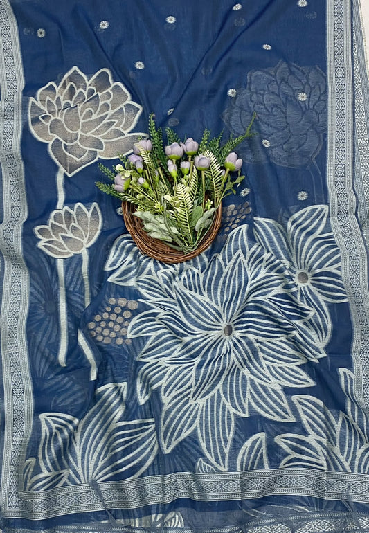 720C Jamdani Denim Blue Suit Fabric / CKC Jamdani Suits