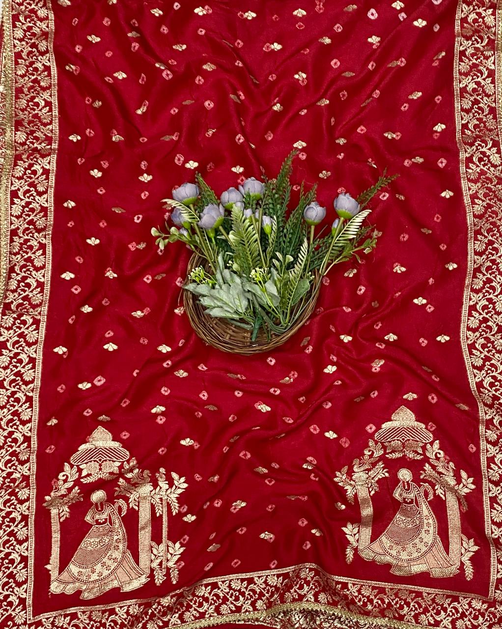 845C Dola Silk Red Suit Fabric/ CKC Partywear Collection