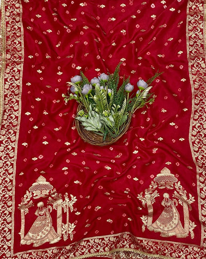 845C Dola Silk Red Suit Fabric/ CKC Partywear Collection