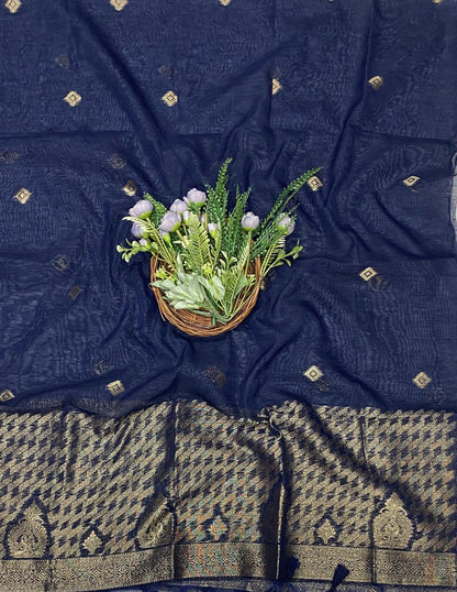 83D Jamdani Navy Blue Suit Fabric / CKC Jamdani Suits