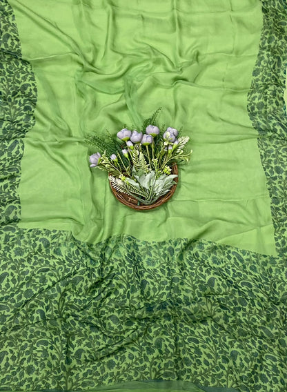 157D Dupion Silk Green Suit Fabric / CKC Banarasi Edit