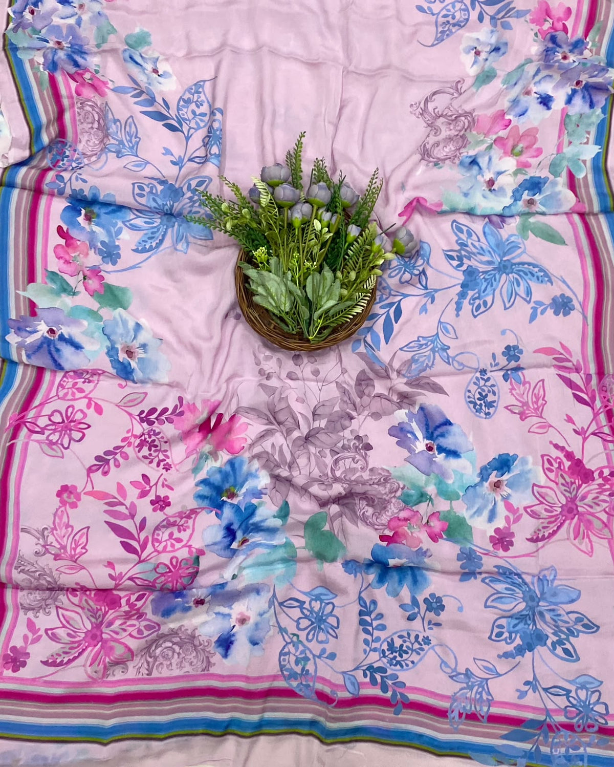 43D Chinon Light Pink Suit Fabric / CKC Phoolon Ka Ghar