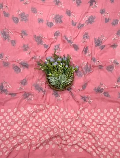 113D Crepe Polka Pink Suit Fabric/ CKC Polka Story