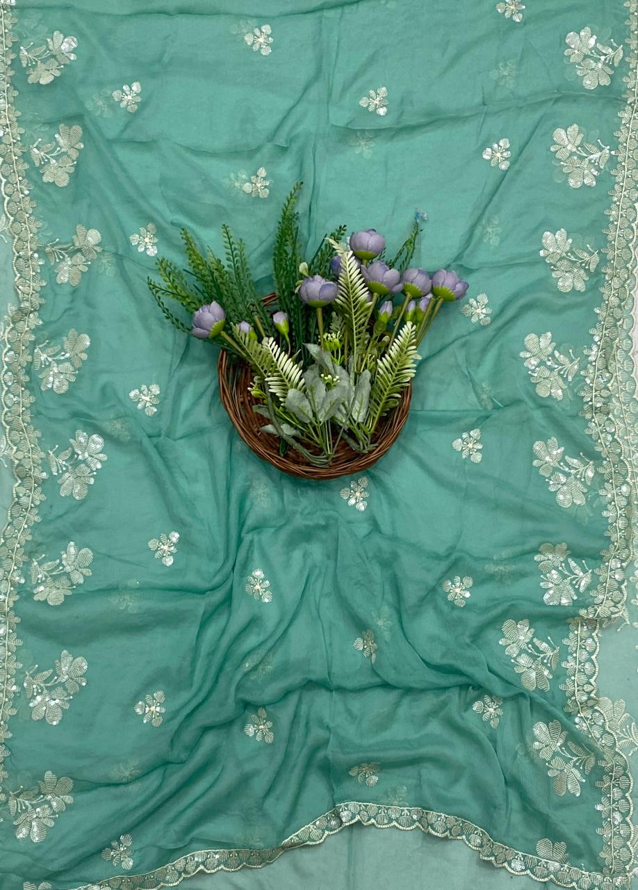 242D Chinon Sea Blue Suit Fabric/ CKC Partywear Collection