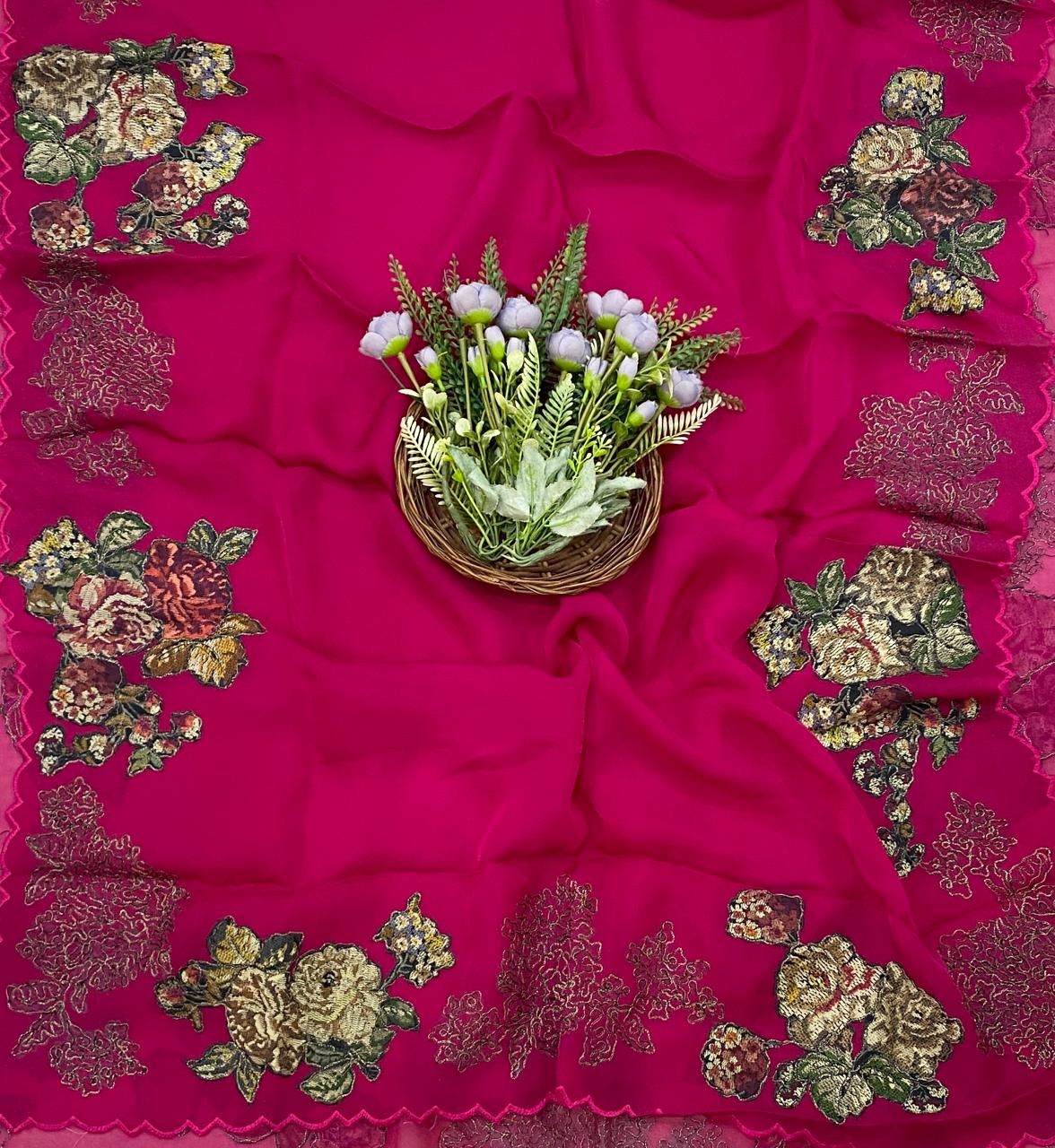 258D Pure Twill Organza Hot Pink Suit Fabric/ CKC Partywear Collection