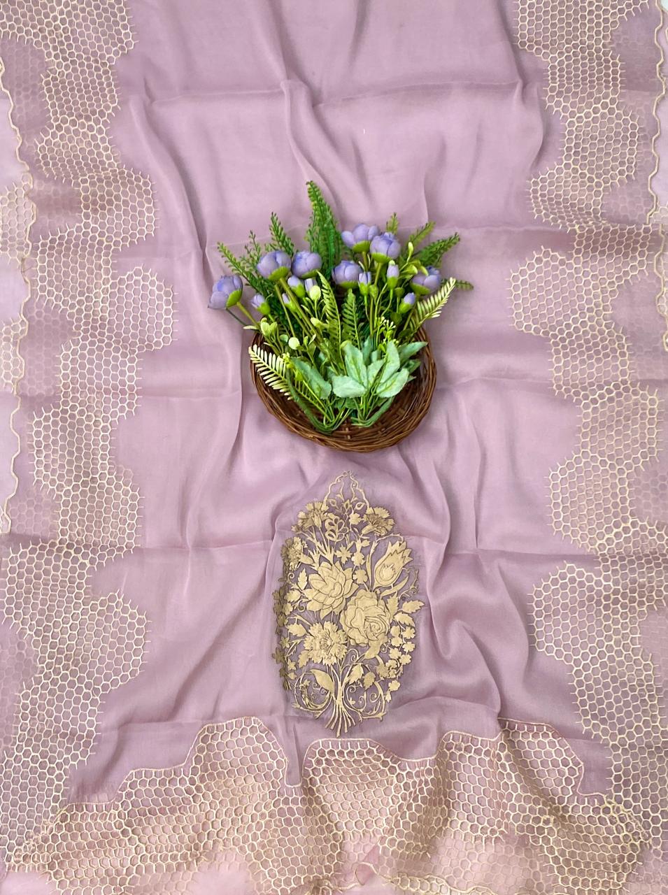 267D Pure Tissue Organza Lilac Suit Fabric/ CKC Partywear Collection