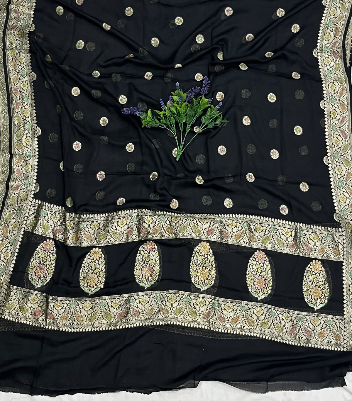 345D Pure Khaddi Georgette Black Suit Fabric / CKC Banarasi Edit