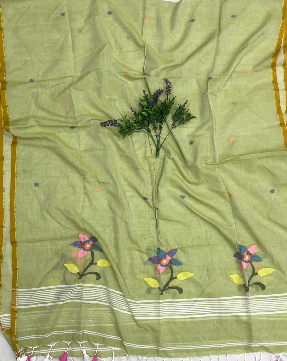 341D  Pure Mul Cotton Green Suit Fabric / CKC Mul Cotton