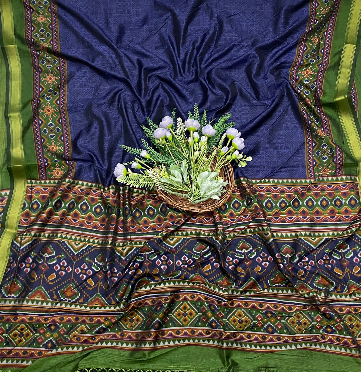 381D Patola Silk Green  Suit Fabric / CKC Patola Silk Suit