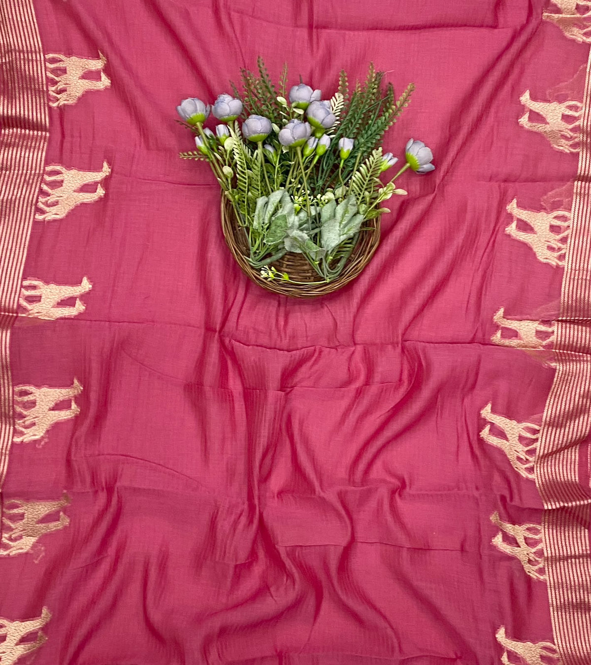 520D Pure Banarasi Mul Cotton Pink  Suit Fabric / CKC Mul Cotton