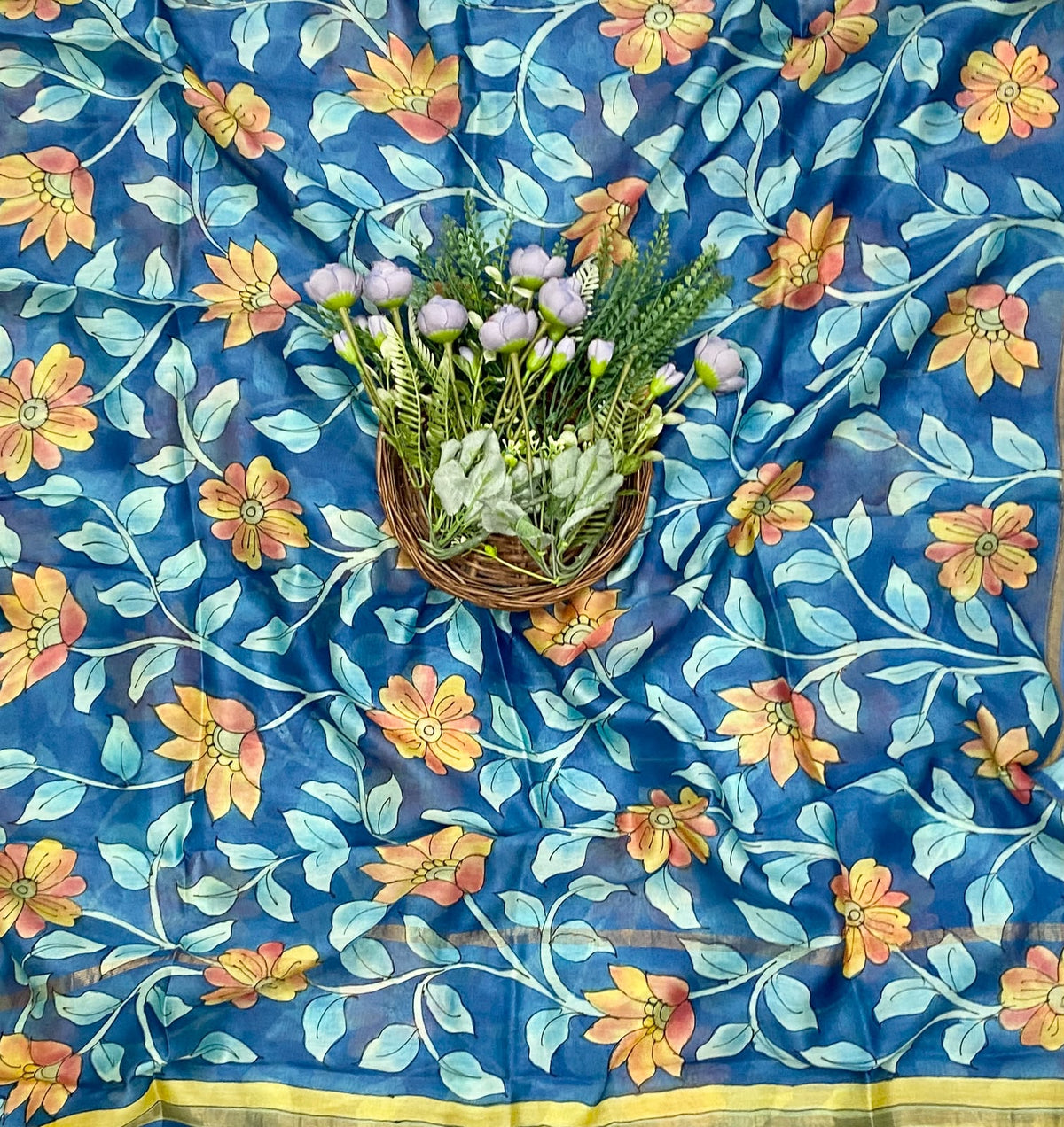 524D Pure Maheshwari Blue Suit Fabric / CKC Maheshwari Suits