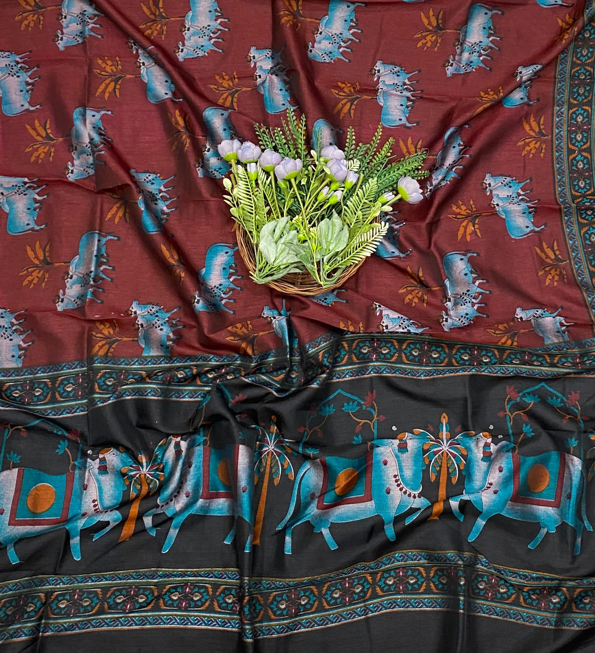 495D Patola Silk Black Suit Fabric / CKC Patola Silk Suit