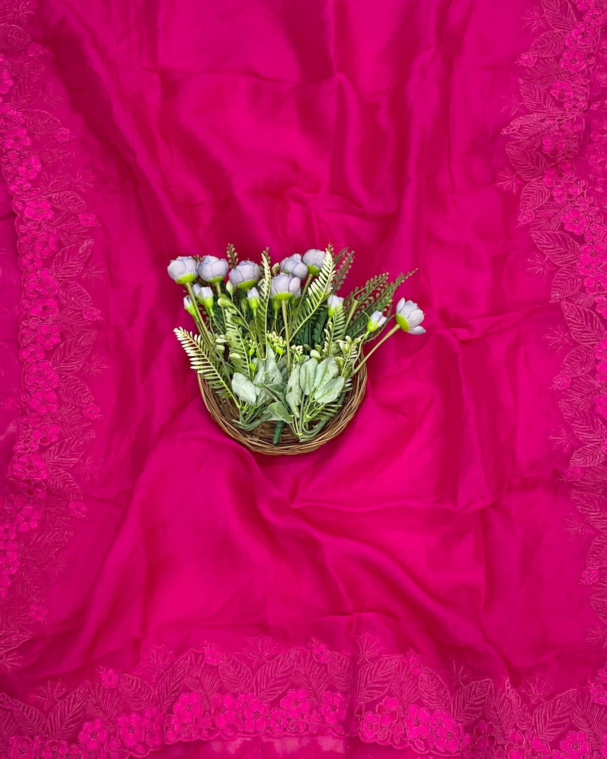 879D Pure Organza Hot Pink Suit Fabric / CKC Partywear Collection