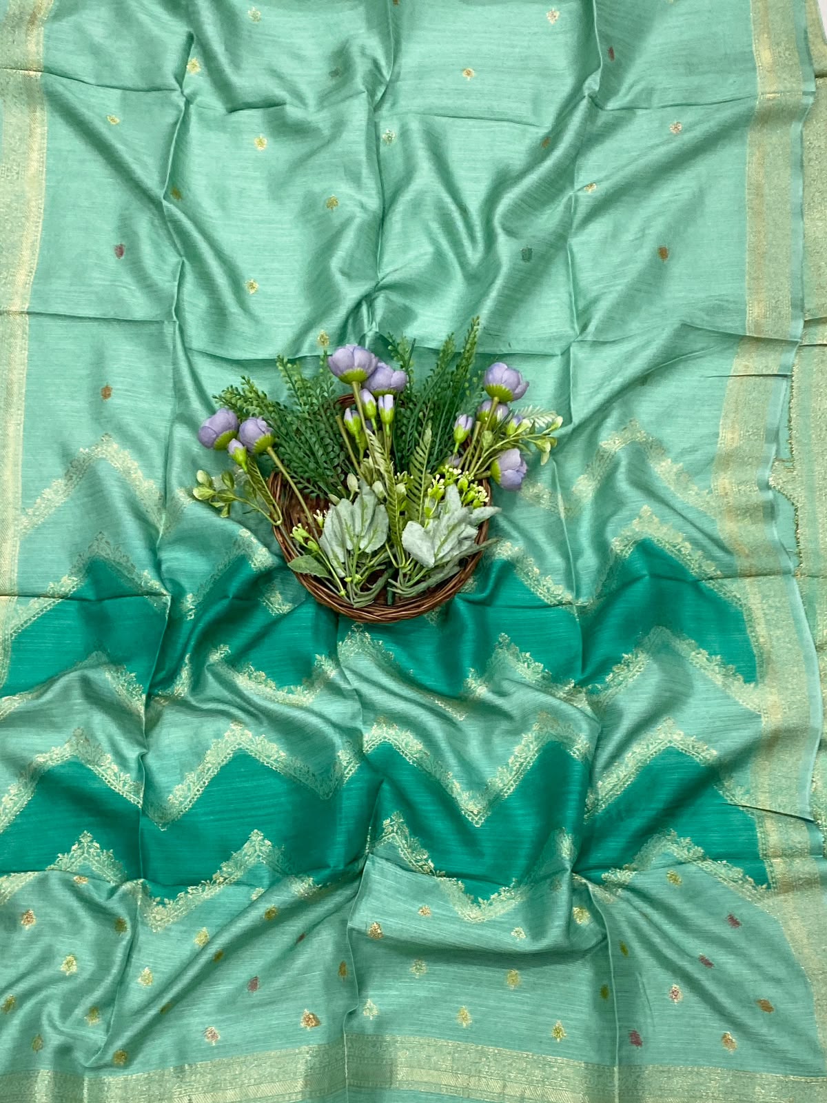 918D Banarasi Silk Sea Green Suit Fabric / CKC Banarasi Edit