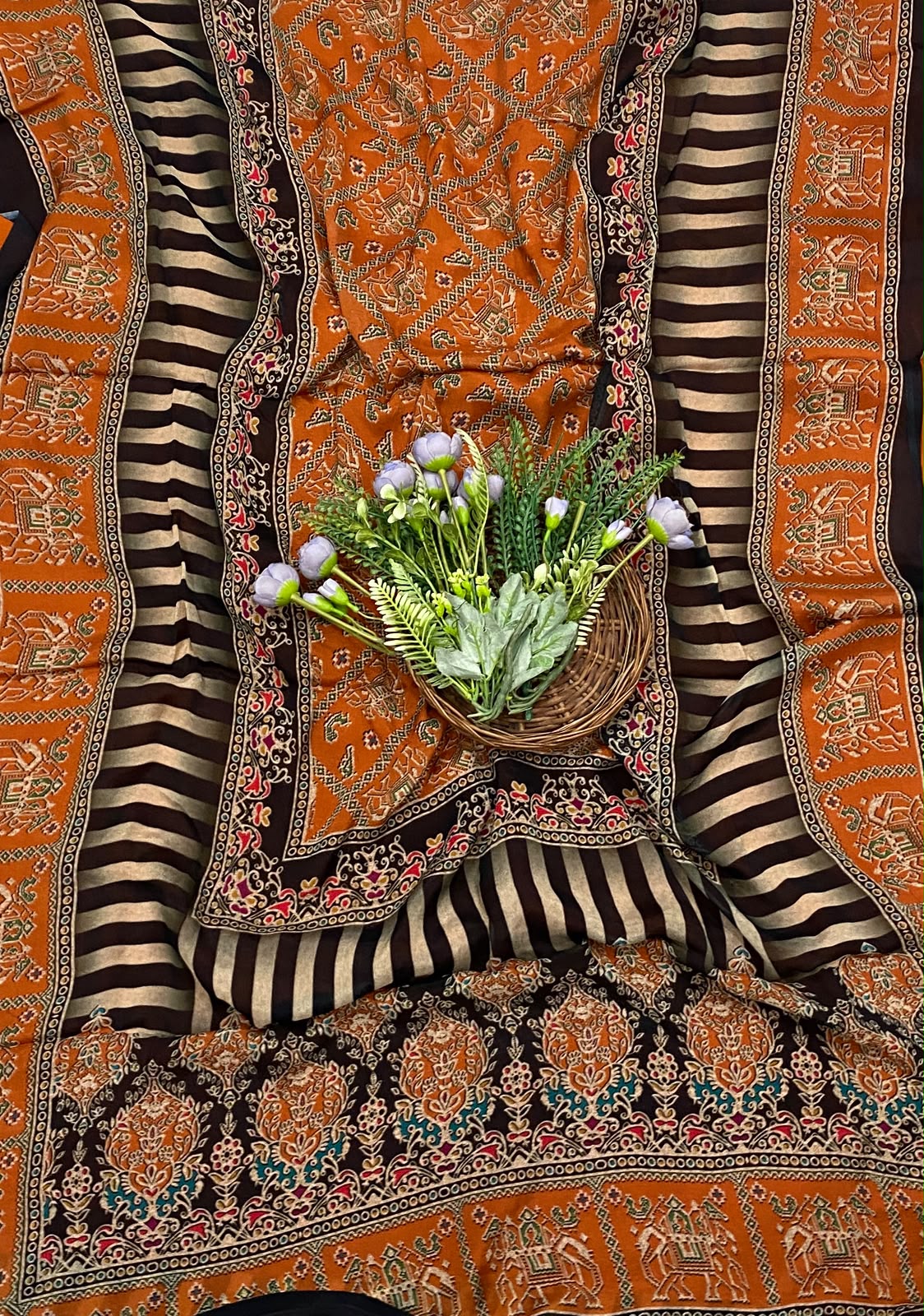 4E CREPE BLACK WITH ORANGE SUIT FABRIC / CKC CREPE SUITS