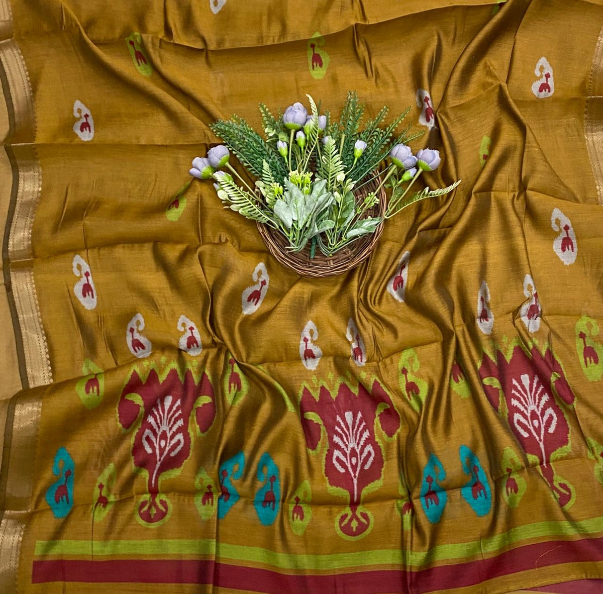 986D Maheshwari Mustard Suit Fabric / CKC Maheshwari Suits