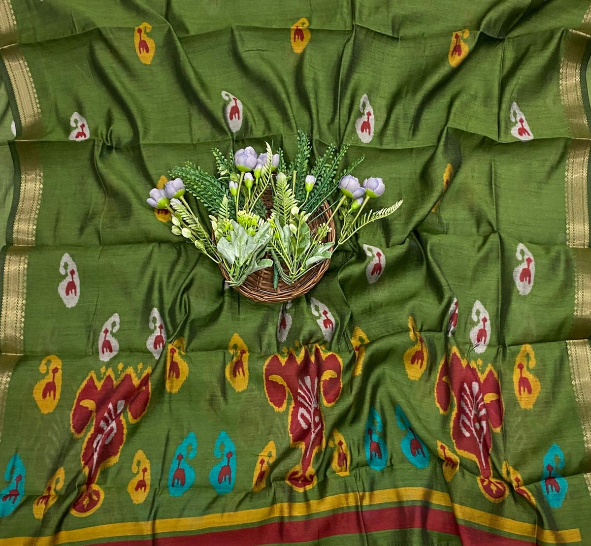 988D Maheshwari Green Suit Fabric / CKC Maheshwari Suits