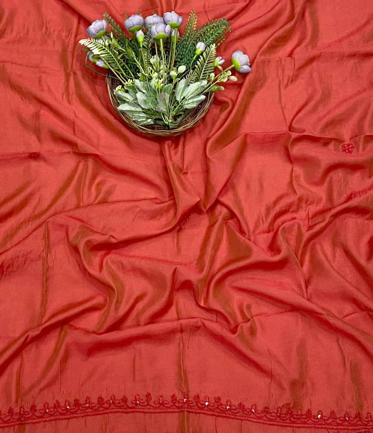19E  Mul Cotton Rust Orange Suit Fabric / CKC Mul Cotton