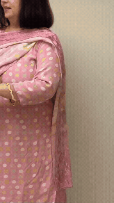 148A Georgette White With Dark Pink Suit Fabric / CKC Georgette Suits