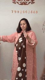 97A Crepe Polka Brown Suit Fabric/ CKC Polka Story