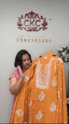 52B Mul Cotton Mango Yellow Color Suit Fabric / CKC Mul Cotton