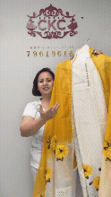 90B Mul Off White With Mustard Yellow Suit Fabric / CKC Mul Cotton