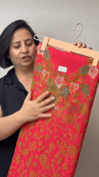 597A Chiffon Carrot Red Suit Fabric / CKC Chiffon Suits