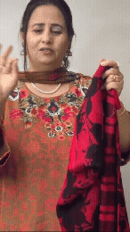 473 Georgette Red Suit Fabric / CKC Phoolon Ka Ghar