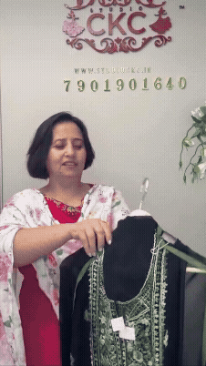 CKC 593 Georgette Black With Green Suit Fabric / CKC Georgette Suits