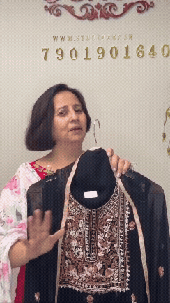 265 Georgette Black With Brown Suit Fabric / CKC Georgette Suits