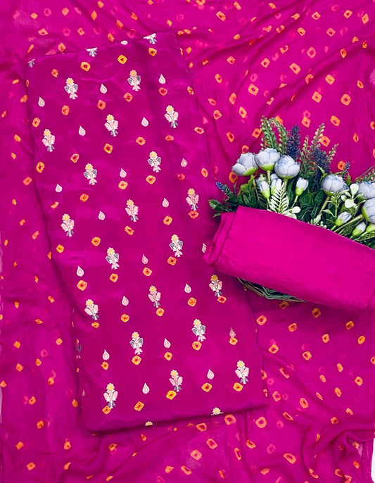 800D CREPE MAJENTA JAIPURI SUIT FABRIC / CKC JAIPURI SUITS