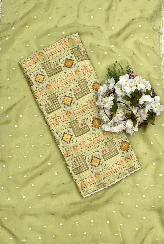 66 Dola Silk Light Green Suit Fabric/ CKC Partywear Collection