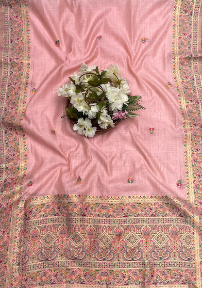 Ckc 493  Jamdani Peach Suit Fabric / CKC Jamdani Suits