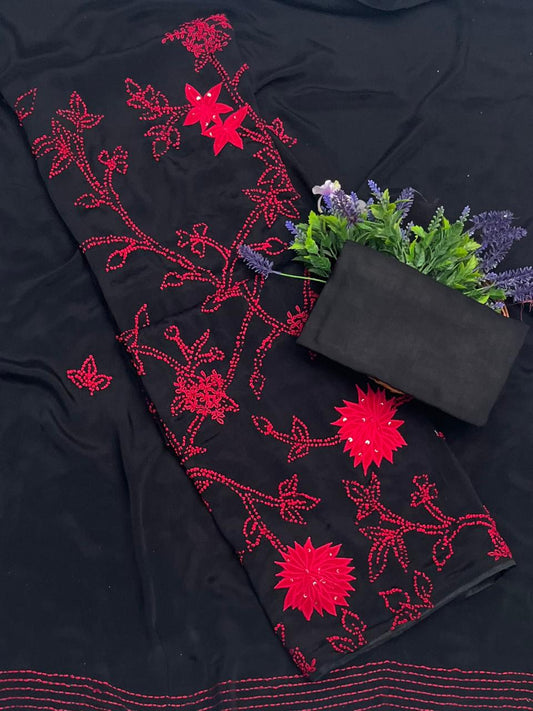 क्रेप गुलाबी सूट संग्रह / हाथ से पेंट किए गए सूट