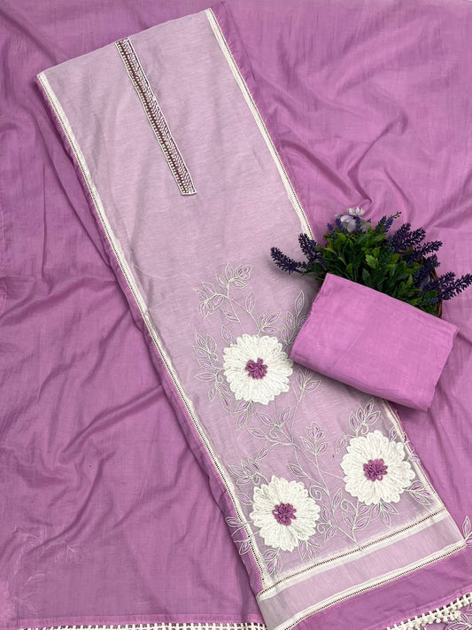 क्रेप गुलाबी सूट संग्रह / हाथ से पेंट किए गए सूट